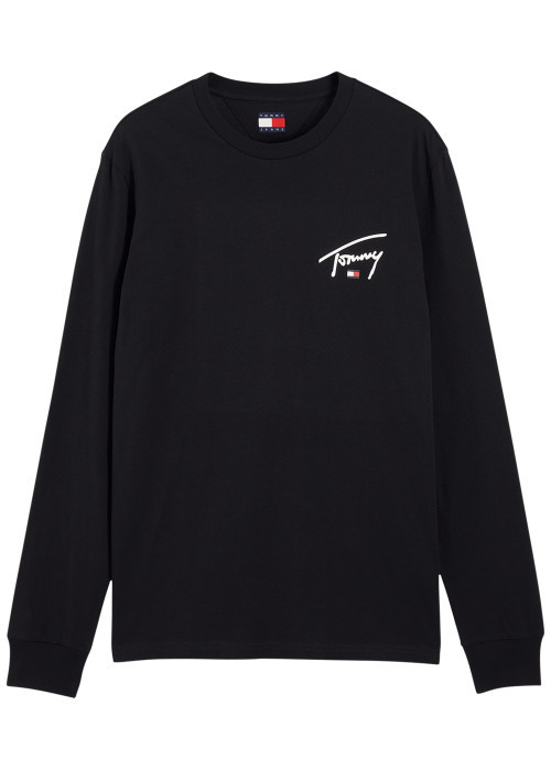 Pull en coton biologique noir à coupe droite...