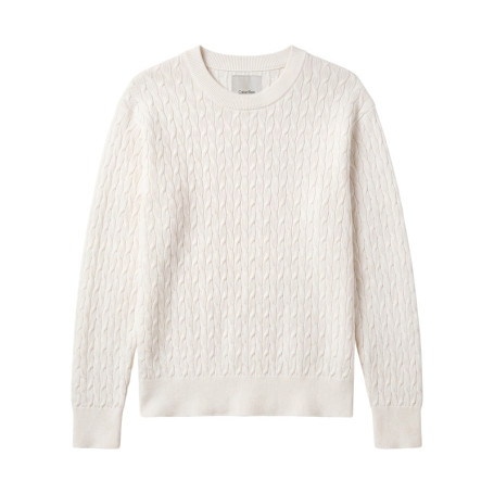 Pull blanc à coupe droite pourvu d'un col rond...