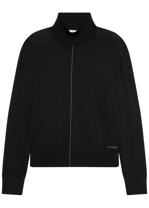 Pull noir à coupe droite pourvu d'un col...