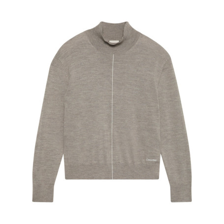 Pull taupe à coupe droite pourvu d'un col...