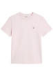 Thumbnail T-shirt en coton rose à coupe droite pourvu d'un col rond ras-du-cou