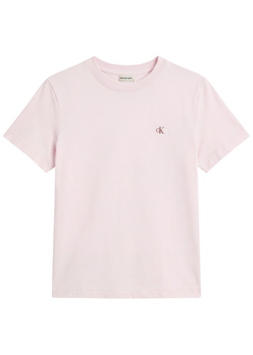 T-shirt en coton rose à coupe droite pourvu...