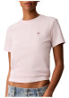 Thumbnail T-shirt en coton rose à coupe droite pourvu d'un col rond ras-du-cou - Image 2