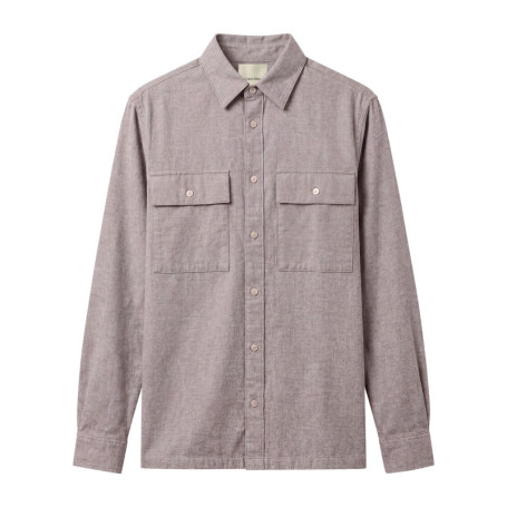 Chemise grise unie en coton avec une coupe...