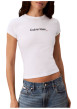 Thumbnail T-shirt en coton blanc à coupe droite pourvu d'un col rond ras-du-cou - Image 2