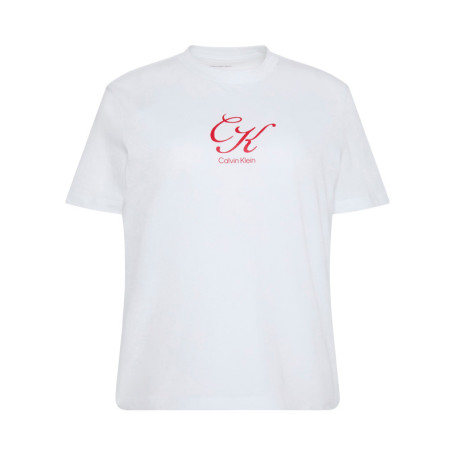 T-shirt en coton blanc à coupe droite pourvu...
