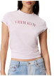 Thumbnail T-shirt en coton rose à coupe droite pourvu d'un col rond ras-du-cou - Image 2
