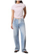 Thumbnail T-shirt en coton rose à coupe droite pourvu d'un col rond ras-du-cou - Image 6
