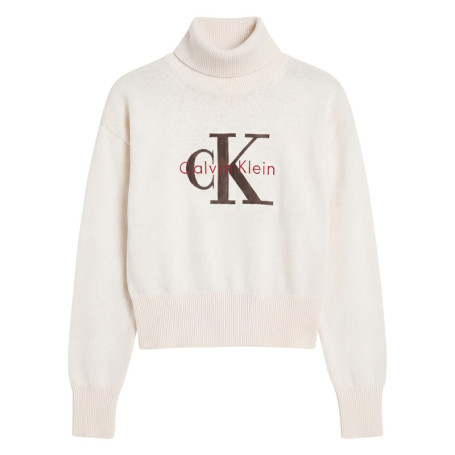 Pull en coton beige pourvu d'une coupe ajustée...