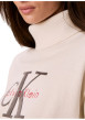 Thumbnail Pull en coton beige pourvu d'une coupe ajustée et d'un col montant - Image 4
