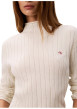 Thumbnail Pull en coton blanc pourvu d'une coupe ajustée et d'un col montant - Image 5