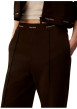 Thumbnail Pantalon en coton marron à coupe droite pourvu d'une ceinture élastiquée - Image 4