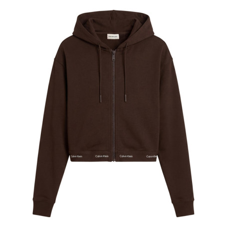 Sweat zippé en coton marron pourvu d'une coupe...