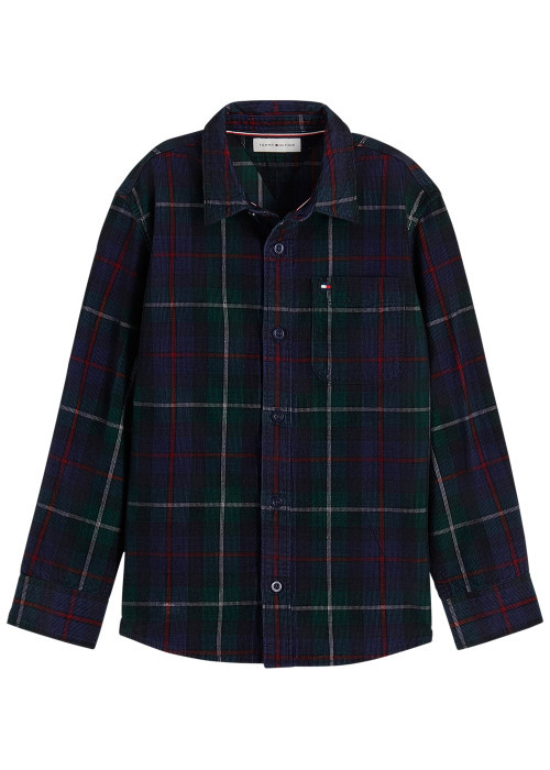 Chemise en coton biologique à motif écossais et...