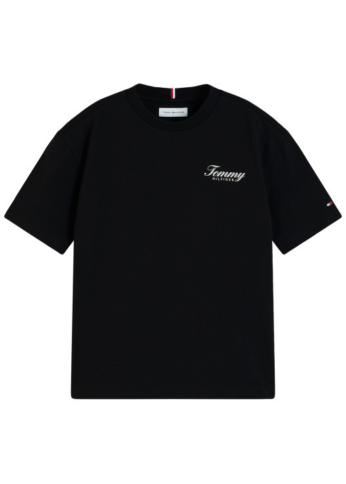 T-shirt en coton biologique noir orné d'un...
