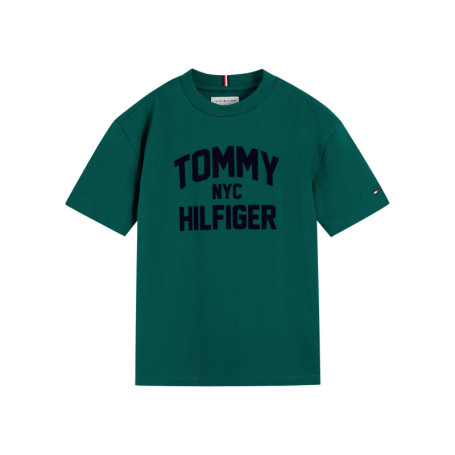 T-shirt vert forêt en coton à imprimé logotypé...