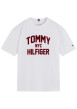 Thumbnail T-shirt blanc en coton à imprimé logotypé bordeaux de style universitaire