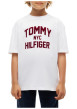 Thumbnail T-shirt blanc en coton à imprimé logotypé bordeaux de style universitaire - Image 3