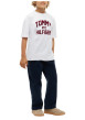 Thumbnail T-shirt blanc en coton à imprimé logotypé bordeaux de style universitaire - Image 5