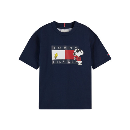 T-shirt bleu marine en coton orné du logo...