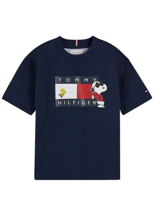 T-shirt bleu marine en coton orné du logo...