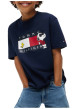 Thumbnail T-shirt bleu marine en coton orné du logo imprimé sur la poitrine avec Snoopy - Image 3
