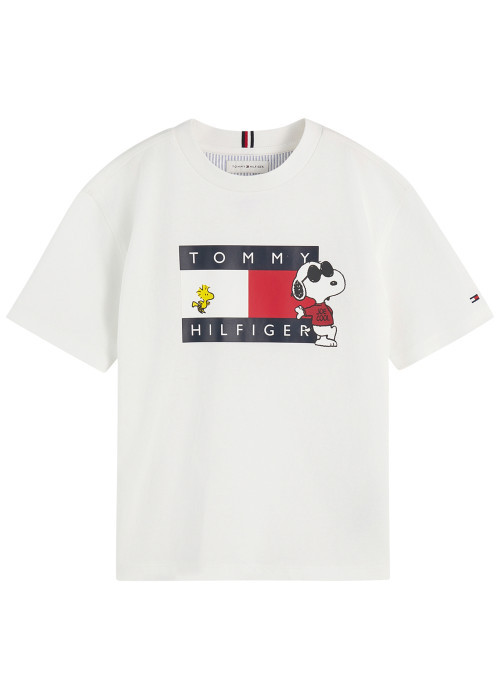 T-shirt blanc en coton agrémenté du logo...