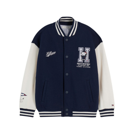 Blouson bomber en coton blanc et bleu marine...