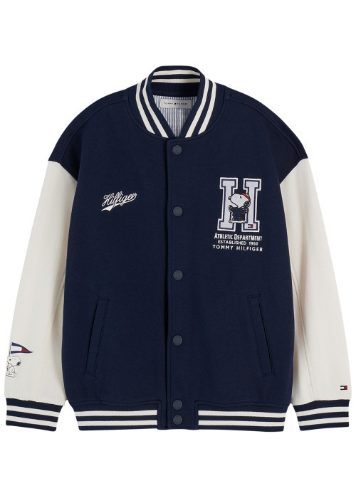 Blouson bomber en coton blanc et bleu marine...