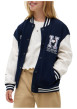 Thumbnail Blouson bomber en coton blanc et bleu marine pourvu d'une coupe large - Image 2