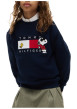 Thumbnail Sweat bleu marine en coton agrémenté du drapeau logotypé et de Snoopy