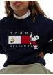 Thumbnail Sweat bleu marine en coton agrémenté du drapeau logotypé et de Snoopy - Image 3