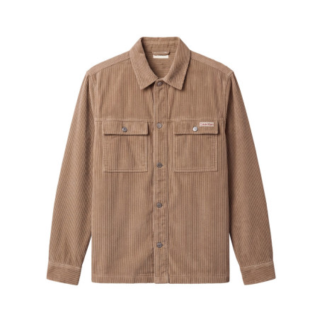 Chemise en coton beige à coupe droite pourvue...