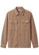 Thumbnail Chemise en coton beige à coupe droite pourvue d'un col à revers