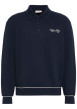 Thumbnail Sweat en coton marine à coupe droite pourvu d'un col boutonné