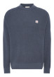 Thumbnail Pull en coton bleu pourvu d'une coupe ample et d'un col rond épais