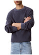 Thumbnail Pull en coton bleu pourvu d'une coupe ample et d'un col rond épais - Image 5