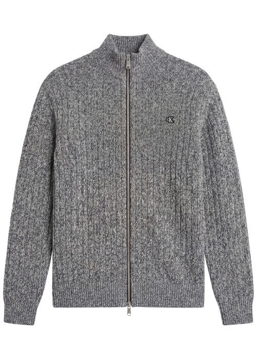 Gilet en coton gris à coupe droite pourvu d'un...