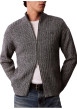 Thumbnail Gilet en coton gris à coupe droite pourvu d'un col montant côtelé - Image 5