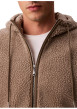 Thumbnail Blouson beige pourvu d'une coupe droite et d'un col à capuche - Image 4