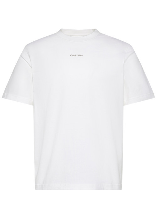 T-shirt en coton blanc à coupe droite pourvu d'un col rond ras-du-cou