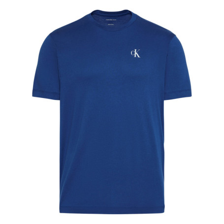 T-shirt en coton bleu à coupe droite pourvu...