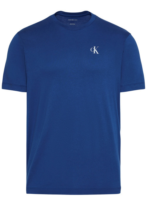 T-shirt en coton bleu à coupe droite pourvu...