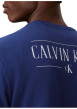 Thumbnail T-shirt en coton bleu à coupe droite pourvu d'un col rond en bord-côte - Image 5