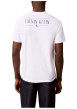 Thumbnail T-shirt en coton blanc à coupe droite pourvu d'un col rond en bord-côte - Image 3