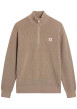 Thumbnail Pull en coton beige à coupe droite pourvu d'un col camionneur