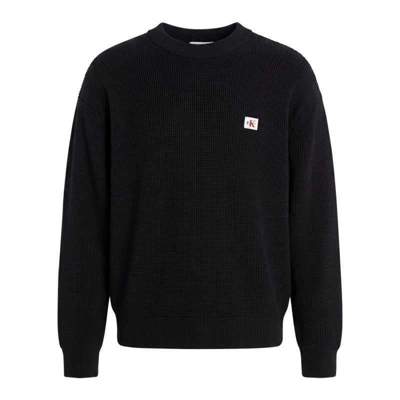 Calvin Klein Jeans - Pull En Coton Noir à Coupe Droite Pourvu D'un Col Rond Et De Manches Longues - Noir Calvin Klein Jeans - Pull En Coton Noir à Coupe Droite Pourvu D'un Col Rond Et De Manches Longues - Noir