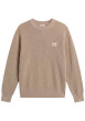 Thumbnail Pull en coton beige à coupe droite pourvu d'un col rond et de manches longues