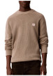 Thumbnail Pull en coton beige à coupe droite pourvu d'un col rond et de manches longues - Image 2