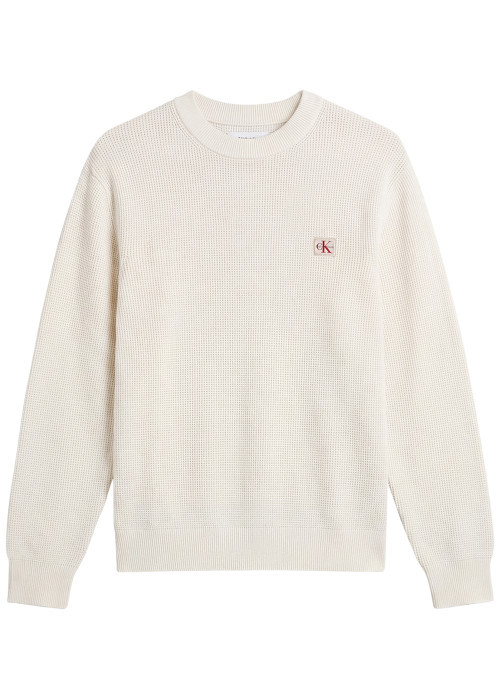 Pull en coton blanc à coupe droite pourvu d'un...
